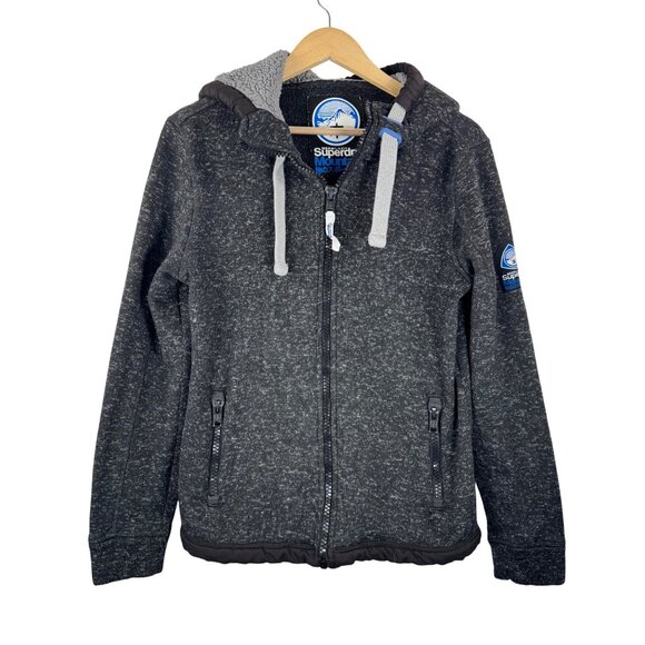 Superdry Men's Mountain sherpa zip Hoodie Gritty sz L
